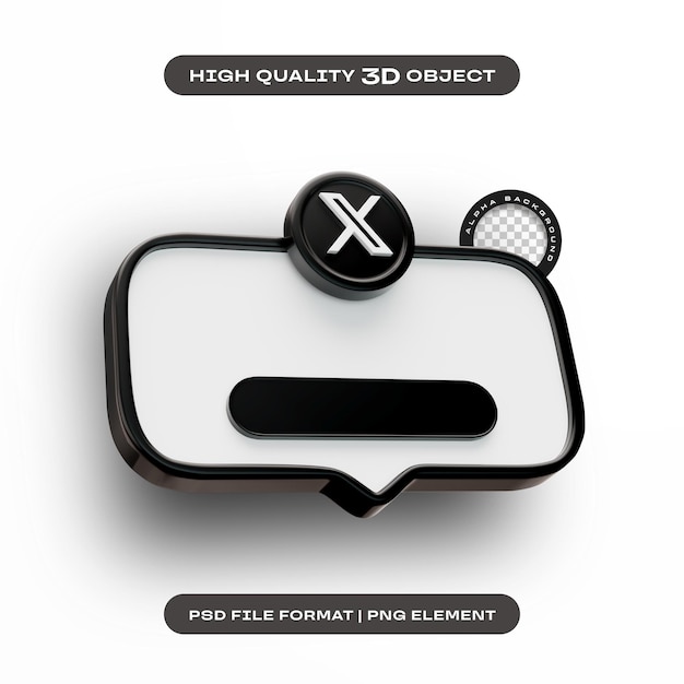 Twitter follow us banner element icon isolated 3d render