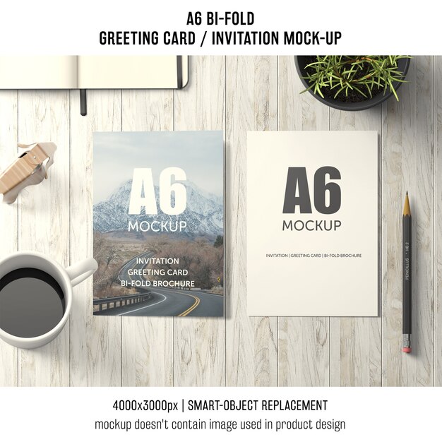 Two a6 bi-fold greeting card mockups