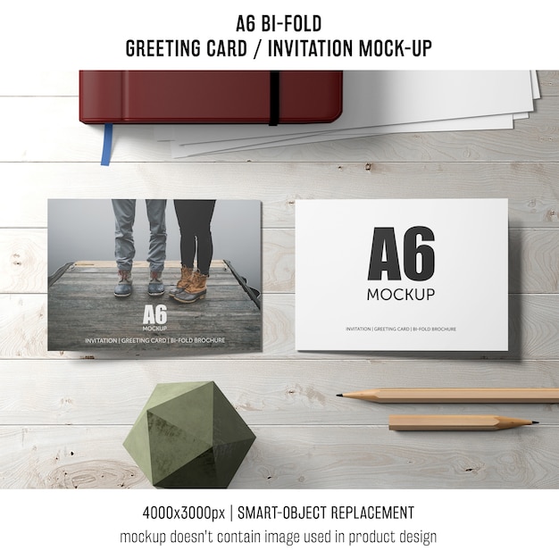 Free PSD two a6 bi-fold invitation card mockups