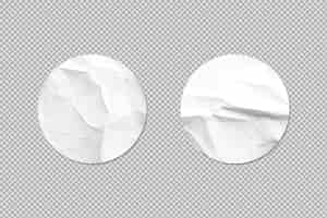 Free PSD two blank round stickers isolated on transparent background