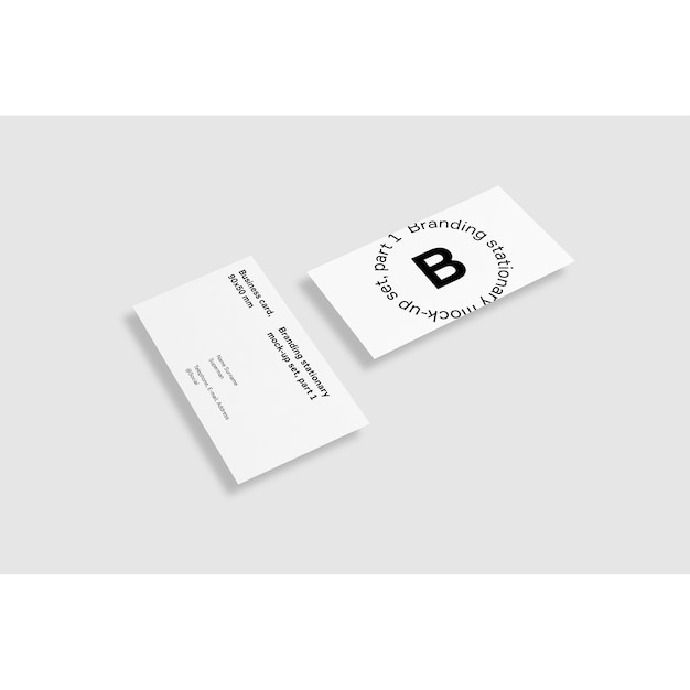 Two business card on white background mock up