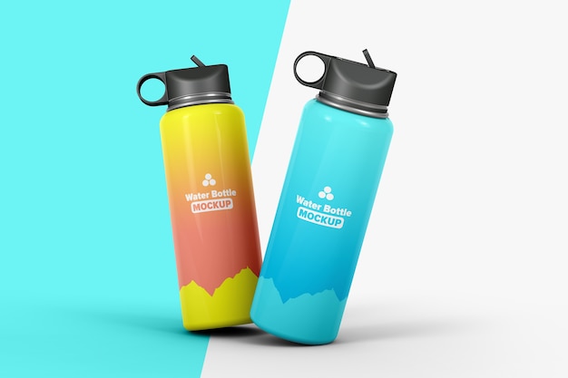 Download Premium Psd View Of A Stainless Steel Water Bottle Mockup