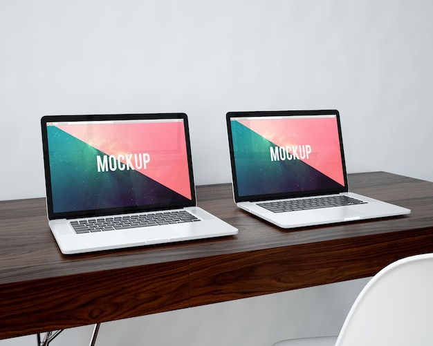 Free PSD two laptops mock up