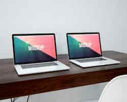 Free PSD two laptops mock up