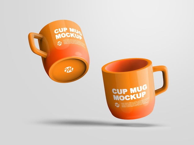 Download Premium Psd Two Realistic Front View Classic Ceramic Mugs Mockup Template