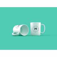 Free PSD two mugs on green background mock up