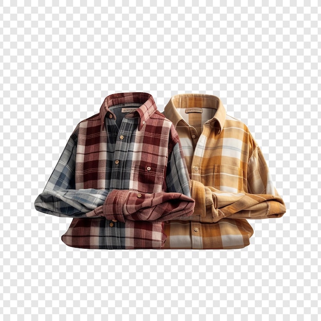 Two shirts on checkered surface isolated on transparent background – PSD Templates