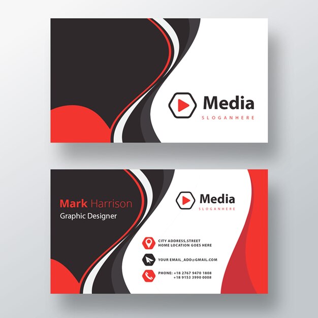 Two sided wavy Business Card Template