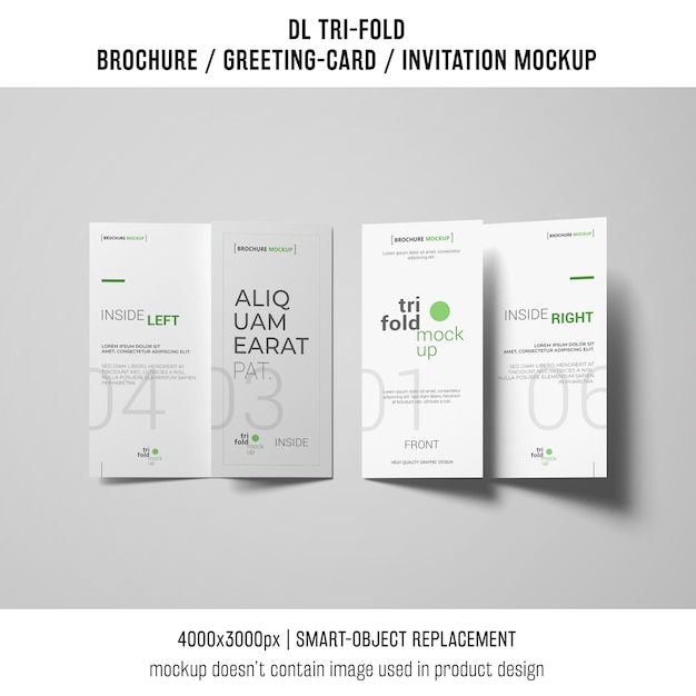 Two trifold brochure or invitation mockup