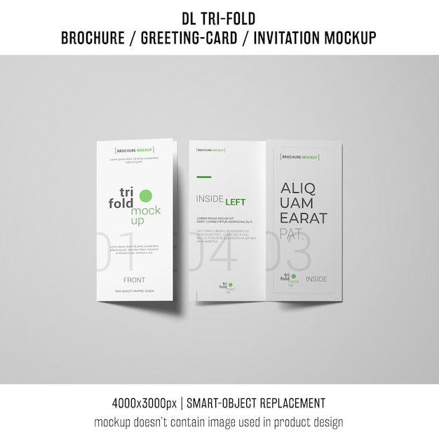 Two trifold brochure or invitation mockups with free PSD download