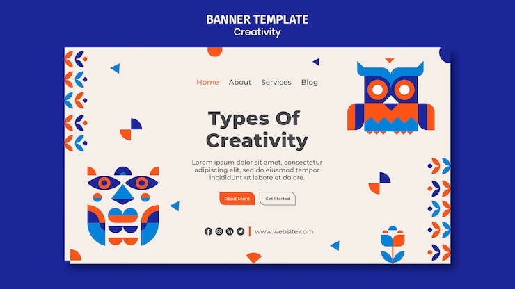 मुफ़्त PSD types of creativity banner template