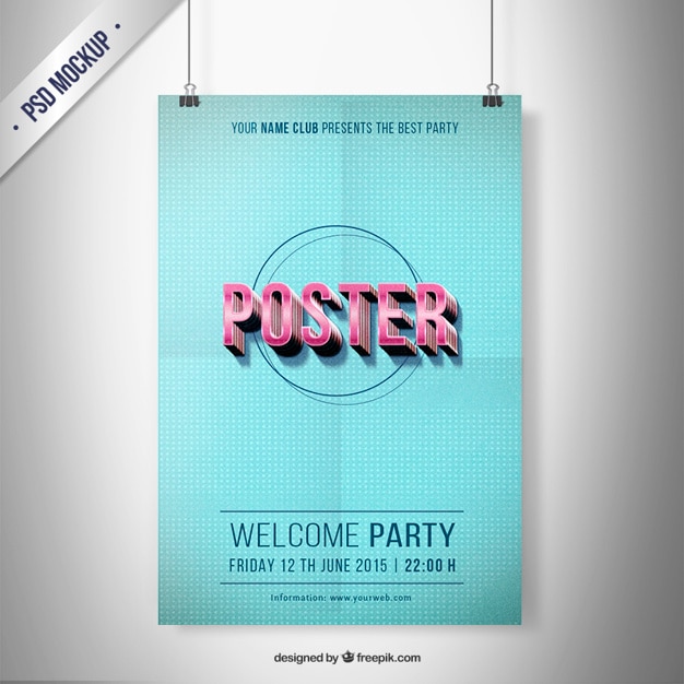 Typographic Party Poster Mockup – Free PSD Download