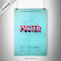 Free PSD typographic party poster mockup
