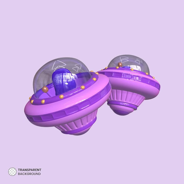 UFO Icon Isolated 3D Render Illustration – Free PSD Template Download