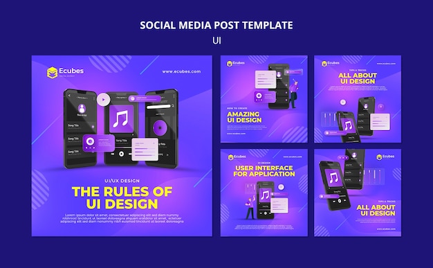 Free PSD ui design social media post template