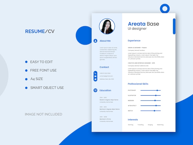 Ui designer resume Free Psd