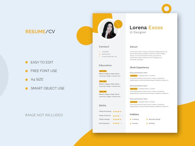 Ui designer resume Free Psd