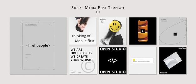 PSD gratuito modello di progettazione di post di ui ux instagram