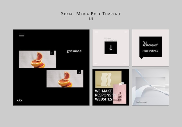 Modello di progettazione di post di ui ux instagram