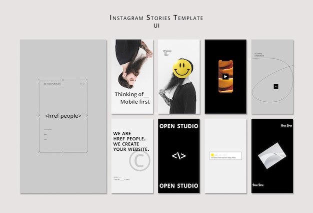 PSD gratuito modello di progettazione di storie di ui ux instagram