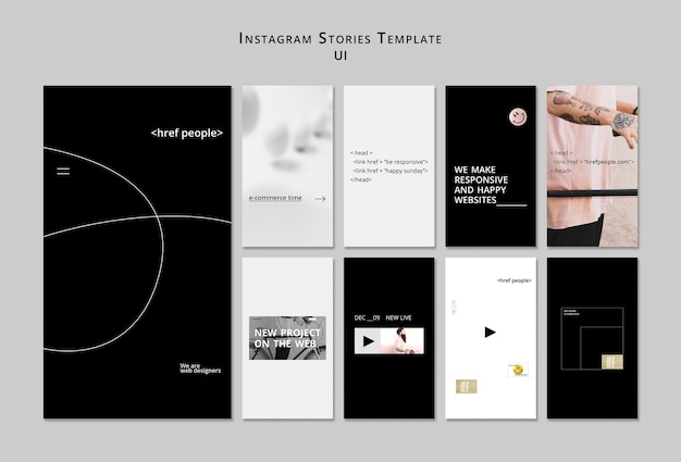 Modello di progettazione di storie di ui ux instagram