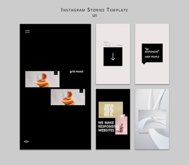 PSD gratuito modello di progettazione di storie di ui ux instagram