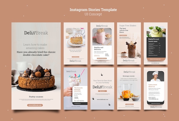 PSD gratuito modello di progettazione di storie di ui ux instagram