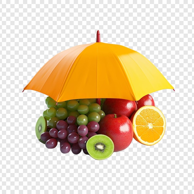 Ombrello frutta isolata su sfondo trasparente