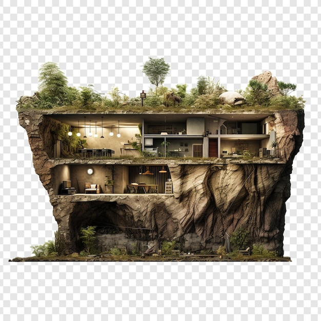 Free PSD underground house isolated on transparent background