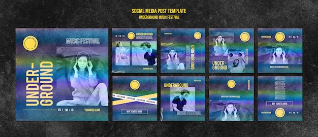 Underground Music Festival Social Media Post Free PSD Download