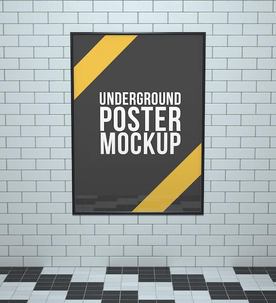 PSD gratuito mockup di poster underground