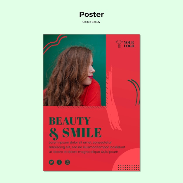 PSD gratuito design unico di poster di bellezza