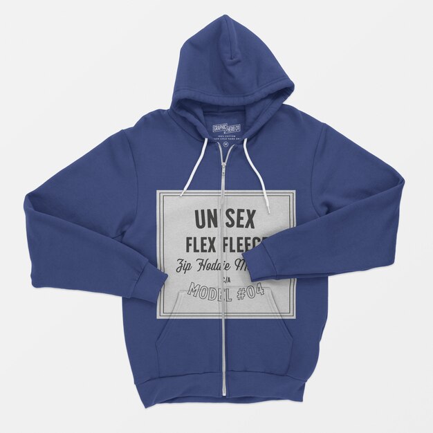 Unisex flex fleece zip hoodie mockup