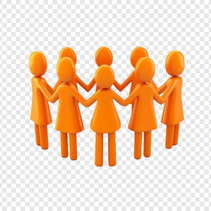 Free PSD unity and togetherness a circle of orange figures holding hands