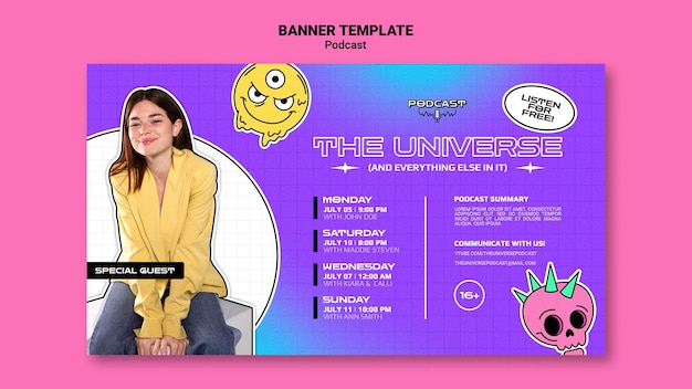 Free PSD universe podcast banner template