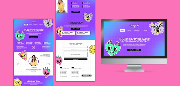 無料PSD ユニバースポッドキャストウェブサイトテンプレート