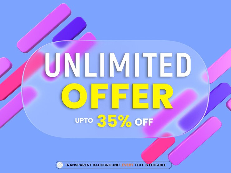 Free PSD unlimited offer transparent glass morphism effect with with editable text