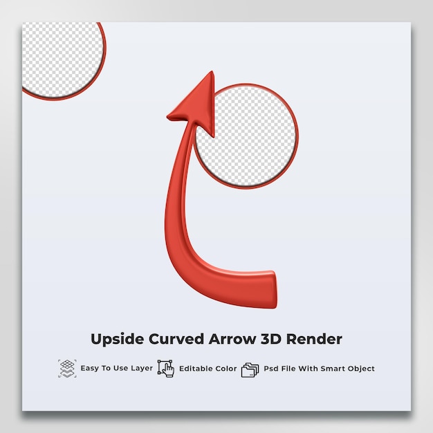 Upside curved arrow 3d png