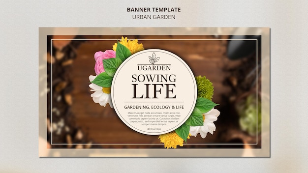 Urban garden banner design template