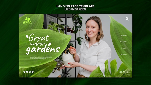 Free PSD urban garden landing page design template