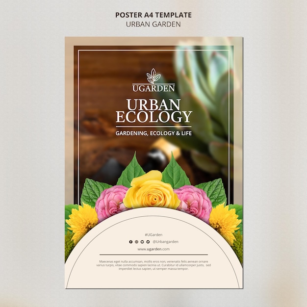 Free PSD urban garden poster design template