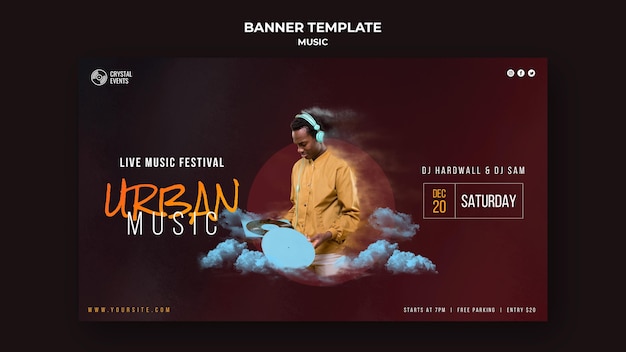 Urban music horizontal banner template