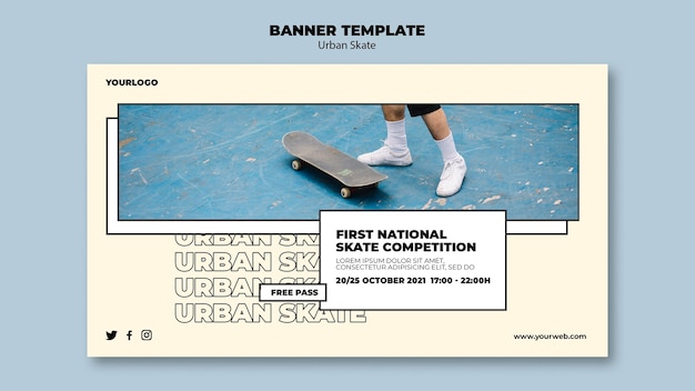 Modello di banner concetto di skate urbano