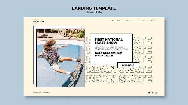 Free PSD urban skate concept landing page template