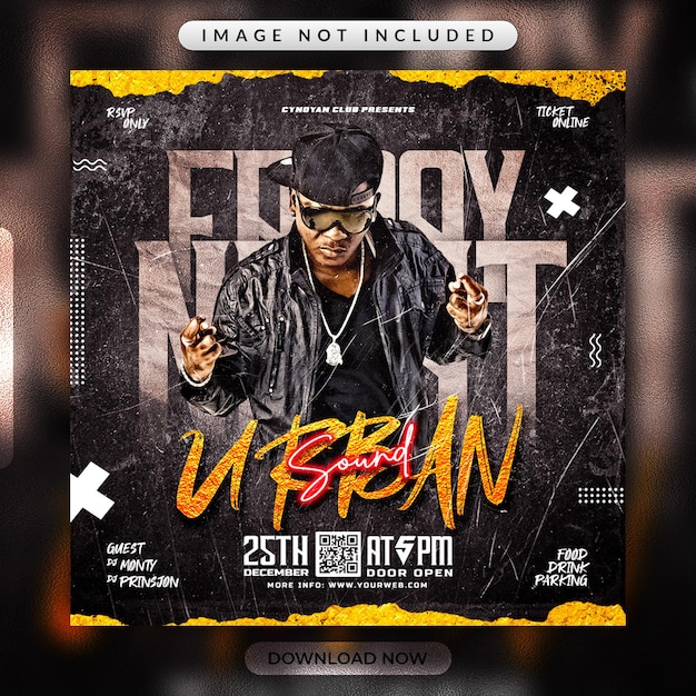Urban sound party flyer or social media promotional banner template Premium Psd