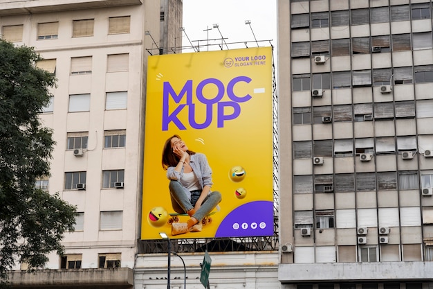 Urban street billboards design mockup