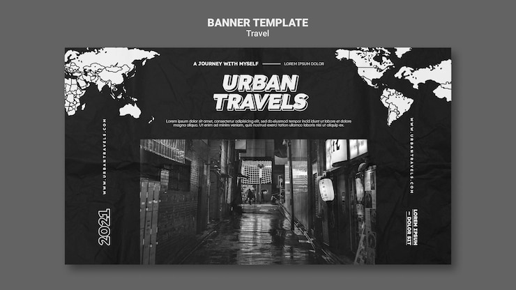 無料PSD 都市旅行バナーテンプレートデザイン
