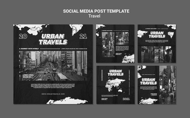 PSD gratuito urban travels social media post template design