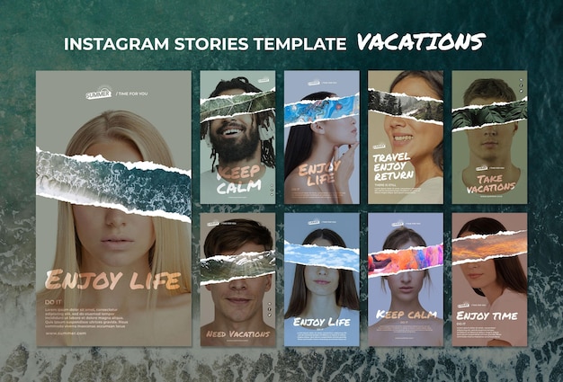 Free PSD vacation concept instagram stories template