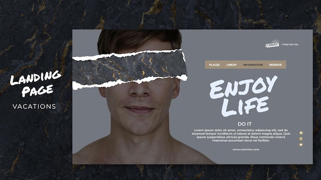 無料PSD 休暇の概念のランディングページテンプレート